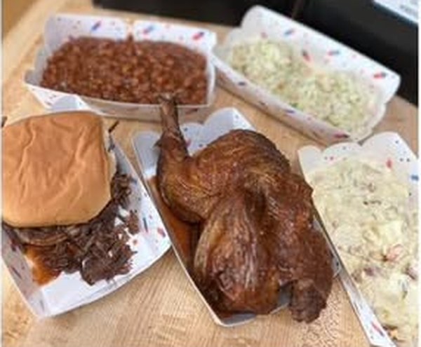 Sandwich, half chicken and sides